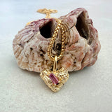 LOVE LEE OR Charms Coral Rose Heart Charm Necklace
